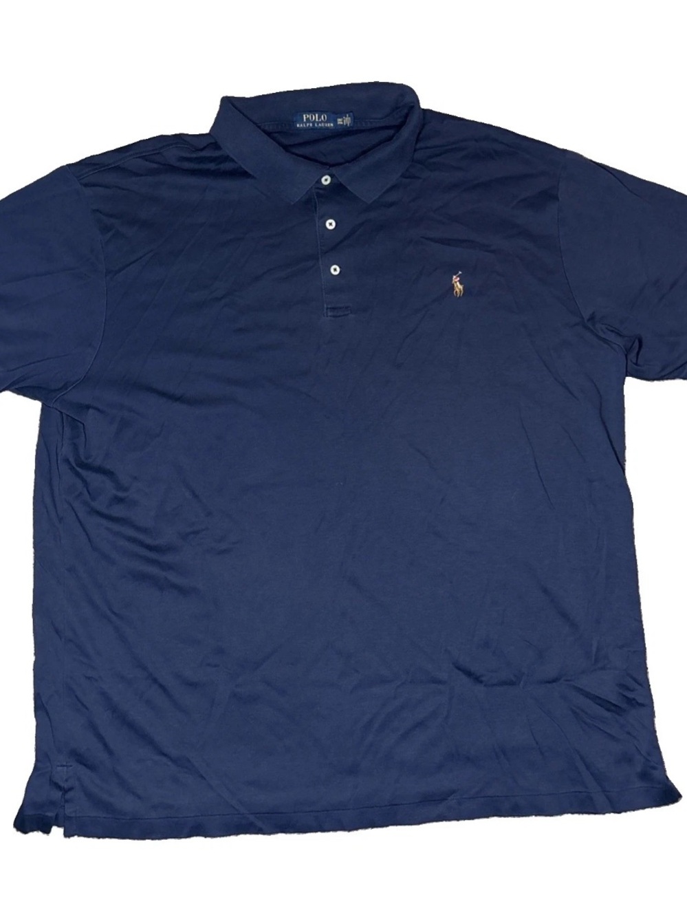 Polo Ralph Lauren Polo Shirt Mens Size XXL Navy Blue Classic Fit Flesh Pony